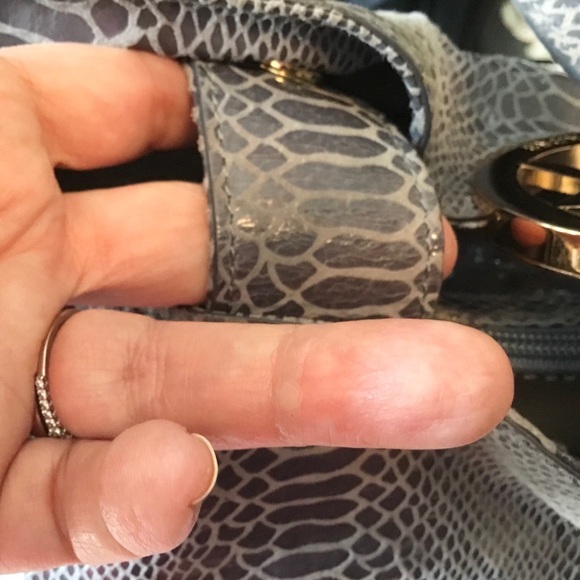 Michael Kors Fulton Large Shoulder Tote Dark Denim Print Bag - Picture 4 of 10